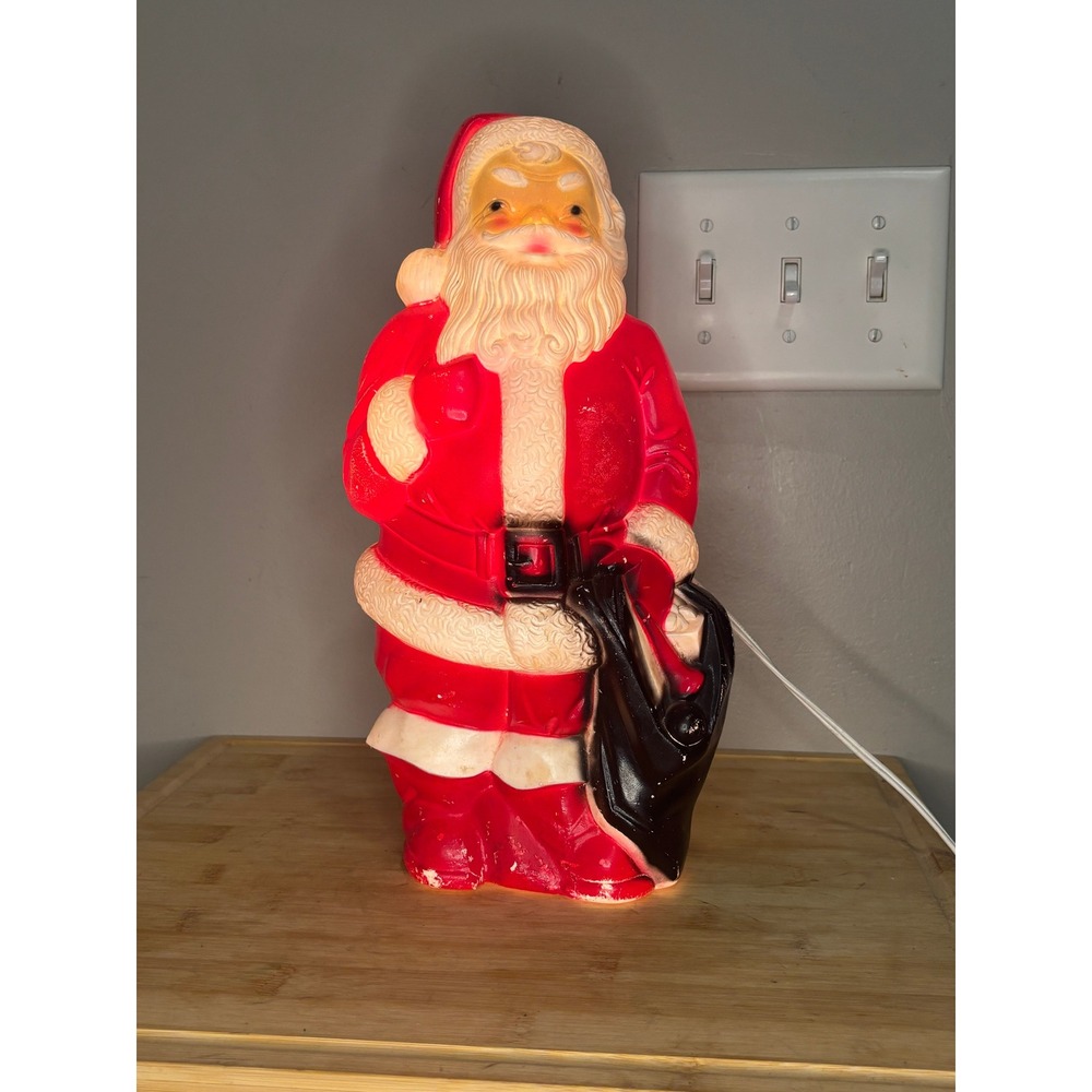 Vintage 1968 Empire Plastic Corp Santa Claus Blow Mold Light Up Decoration 13in